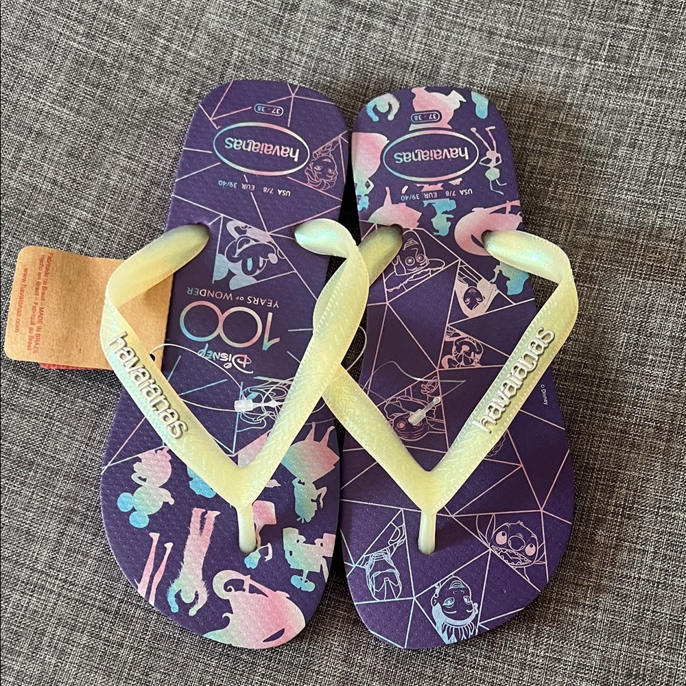 Havaianas Disney Wonder Flip Flops - Purple and Yellow - Picture 2 of 5